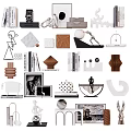 Minimalist Decorative Ornament Combination With Sculptures Books Frames And Geometric Shapes For Home Interior