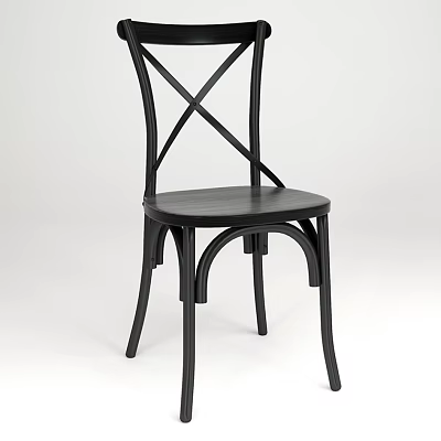 Modern Stylish Black Cross Back Wooden Dining Chair With Curved Legs Design 3d model