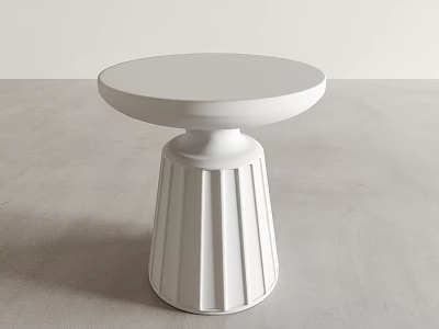 Elegant White Round Side Table With Fluted Pedestal Base For Modern Living Space 3d model