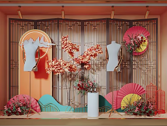 New Chinese Window Clothing Store Window 3d model