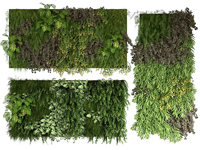 Indoor Vertical Garden Wall with Various Green Plants Different Textures and Foliage 3d model