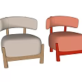 Modern Beige Single Sofa With Velvet Upholstery Wooden Legs And Curved Armrests