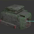 Rough Textured Stone Fortification Structure With Layered Design And Metal Cannon 3d model