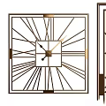 Modern Square Wall Clock With Gold Frame And Radial Geometric Lines 3d model