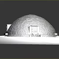 3D Architectural Dome Model Featuring Square Base Brick Texture And Small Door Design