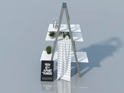 Commercial Display Equipment With Multi Tiered Shelves For Almond Biscuits And Plants 3d model