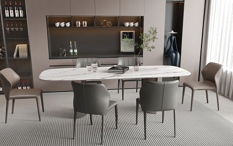 Italian Light Luxury Dining Table and Chair 3d model