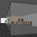 Modern Meeting Room Table and Chair Combination Movable TV 3d model