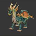 Adorable Blue Dragon Figurine With Orange Wings White Horns And Pink Belly