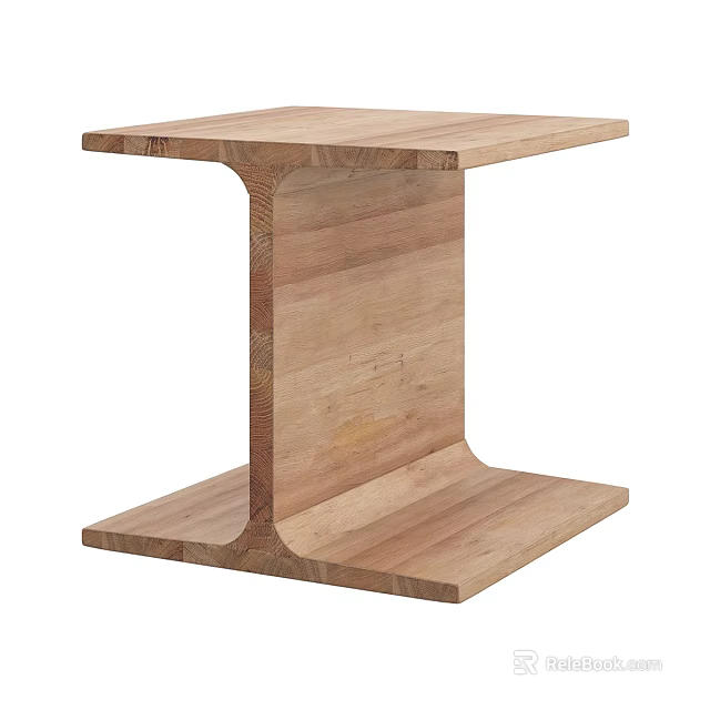 Natural Wooden Stool With Simple Design Solid Construction And Smooth Surface 3d model 