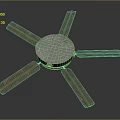 Classic Ceiling Fan With Six Wooden Blades And Blue Center Design