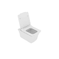 Modern White Ceramic Toilet With Open Lid And Sleek Design Features