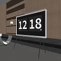Stylish Stand Mounted TV Showing Time In Modern Living Room With Wooden Accent Wall