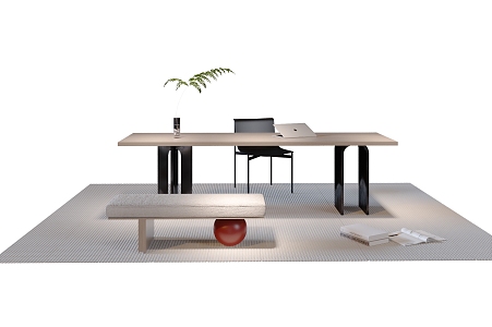 Nordic Style Desk and Chair Simple Desk 3d model