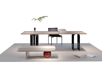 Nordic Style Desk and Chair Simple Desk 3d model