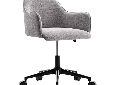 Modern Gray Fabric Office Chair With Armrests Swivel Base And Wheels 3d model