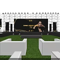 Elegant Check-in Experience At Grand Stage With Golden Lighting For Live Concert Event
