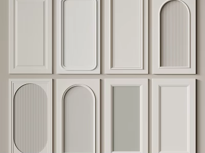 Various White Cabinet Door Designs With Different Panel Styles And Textures 3d model