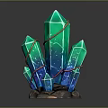 Vibrant Green Blue Crystal Cluster With Red Rope Wrapped On Stone Base