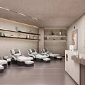 Modern Club Interior With Comfortable Reclining Chairs Reception Desk And Decorative Plants