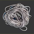 Gray Braided Rope for Daily Household Use Tangled in Coiled Form