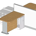 Partitioned Office Workstations With Wooden Desks White Drawer Cabinets And Transparent Divider Panels