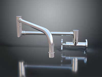 Contemporary Silver Curved Lighting Fixture Set With Black Surface Reflection Design 3d model