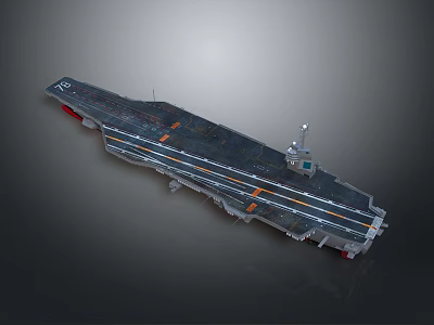 3D Model Of Modern Aircraft Carrier With Flight Deck And Superstructure 3d model