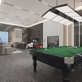 Modern Interior Reception Area With G+ Logo Sofa And Robot Model Design 3d model