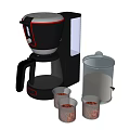 Modern Black Coffee Maker With Glass Carafe Transparent Canister And Measuring Cups With Coffee Beans