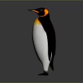 3D Rendered Emperor Penguin With Yellow Orange Neck Black White Body Standing On Gray Background