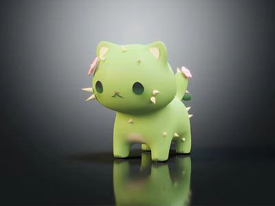 Cute Green Cactus Cat Plush Doll with Pink Flowers and Soft Adorable Spines 3d model Cute Green Cactus Cat Plush Doll with Pink Flowers and Soft Adorable Spines 3d model