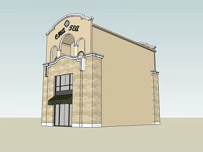 Classical Commercial Complex With Arch Design And City Hall Signage 3d model