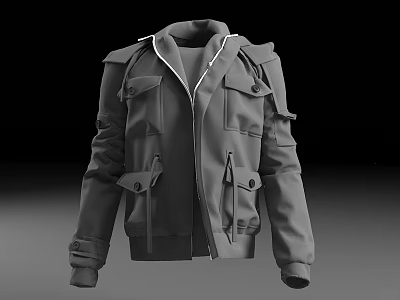 Utility Casual Jacket With Multiple Pockets Zipper Closure And Functional Design For Everyday Outdoor Use 3d model