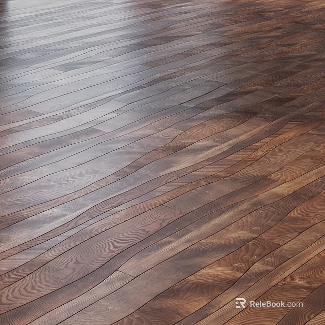 Dark Brown Patterned Wooden Floor With Natural Grain And Shiny Surface 3d model 