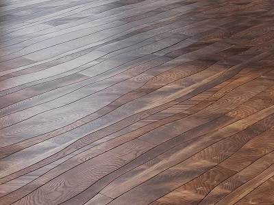 Dark Brown Patterned Wooden Floor With Natural Grain And Shiny Surface 3d model