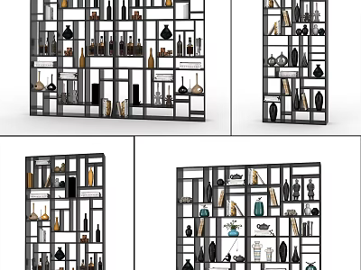 Open Shelving Unit With Multiple Compartments For Decorative Items Vases And Books 3d model