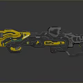 Futuristic Sci Fi Weapon With Yellow And Black Mechanical Armored Structure And Detailed Components
