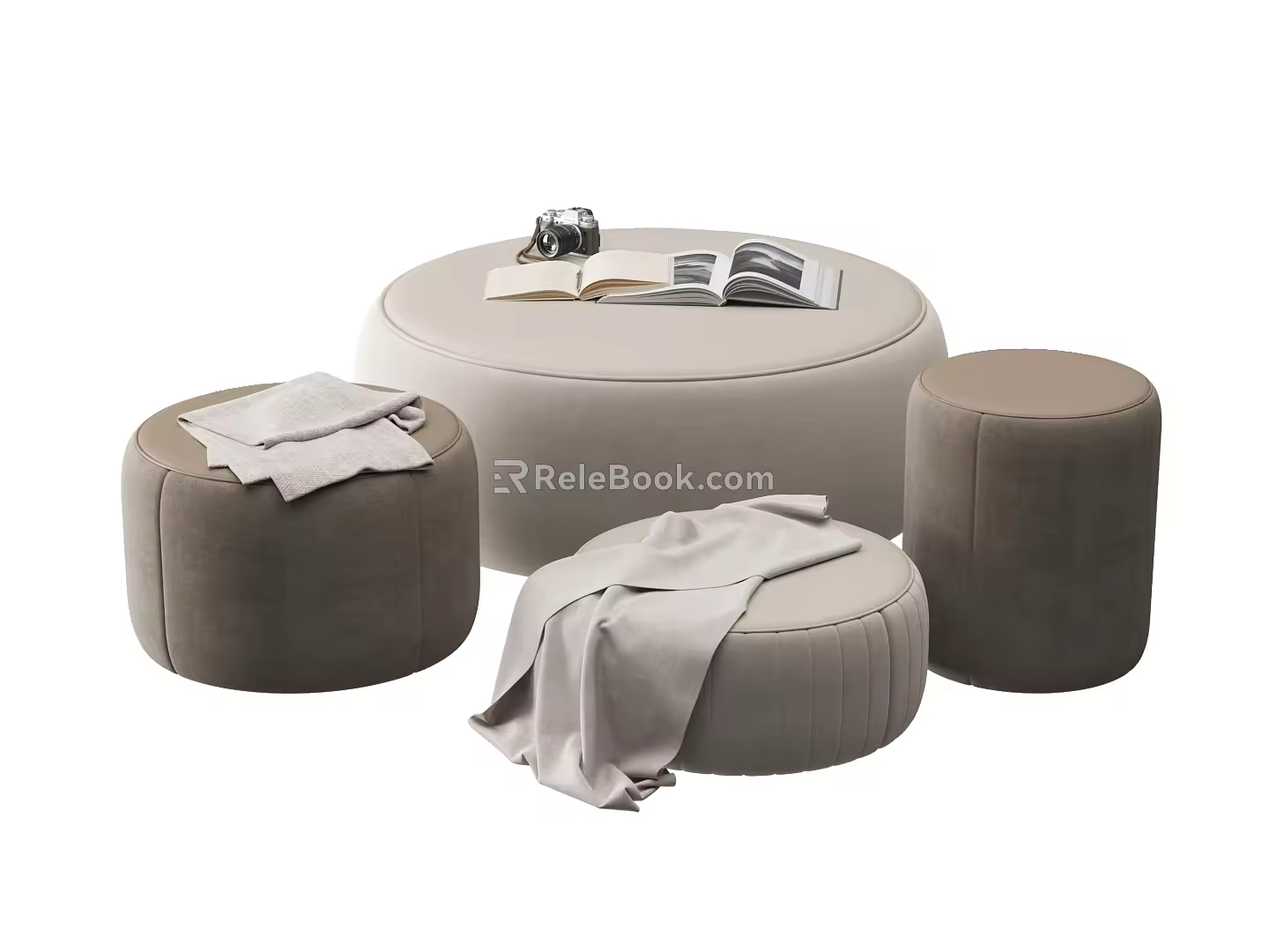 Sofa Stool Fabric Sofa Stool Pier Leisure Sofa Stool Bed End Stool Round Stool Cloakroom Stool Camera Sofa Stool Combination 3d model