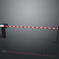 Automatic Parking Barrier With Black Base And Reflective Red White Striped Bar 3d model