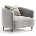 Gray Fabric Accent Chair With Curved Arms Geometric Pattern Pillow And Black Legs