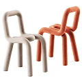 Stylish Modern Leisure Chairs With Curved Lines In Light Gray And Orange Design
