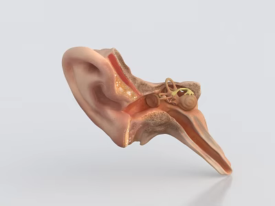 Human Ear 3D Anatomical Model Revealing Detailed Internal Structures And Components 3d model