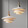 Modern Minimalist Pendant Lights With Layered White Shades And Gold Metal Frames