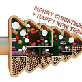 Festive Christmas New Year Decorative Display With Colorful Balls Gift Boxes And Ladder