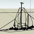 Detailed Sailing Boat Design With Multiple White Sails On Calm Water Surface