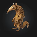 Detailed Wooden Anteater Sculpture With Long Snout Large Eyes And Furry Texture On Black Background