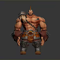 Game And Movie Character Orange Skinned Muscular With Spiked Hair Metal Armor Chain Around Waist