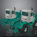 Green And White Heavy Duty Trucks With Large Tires For Construction Work