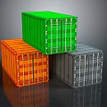 Colorful Stacked Shipping Containers in Green Orange and Gray on Dark Background